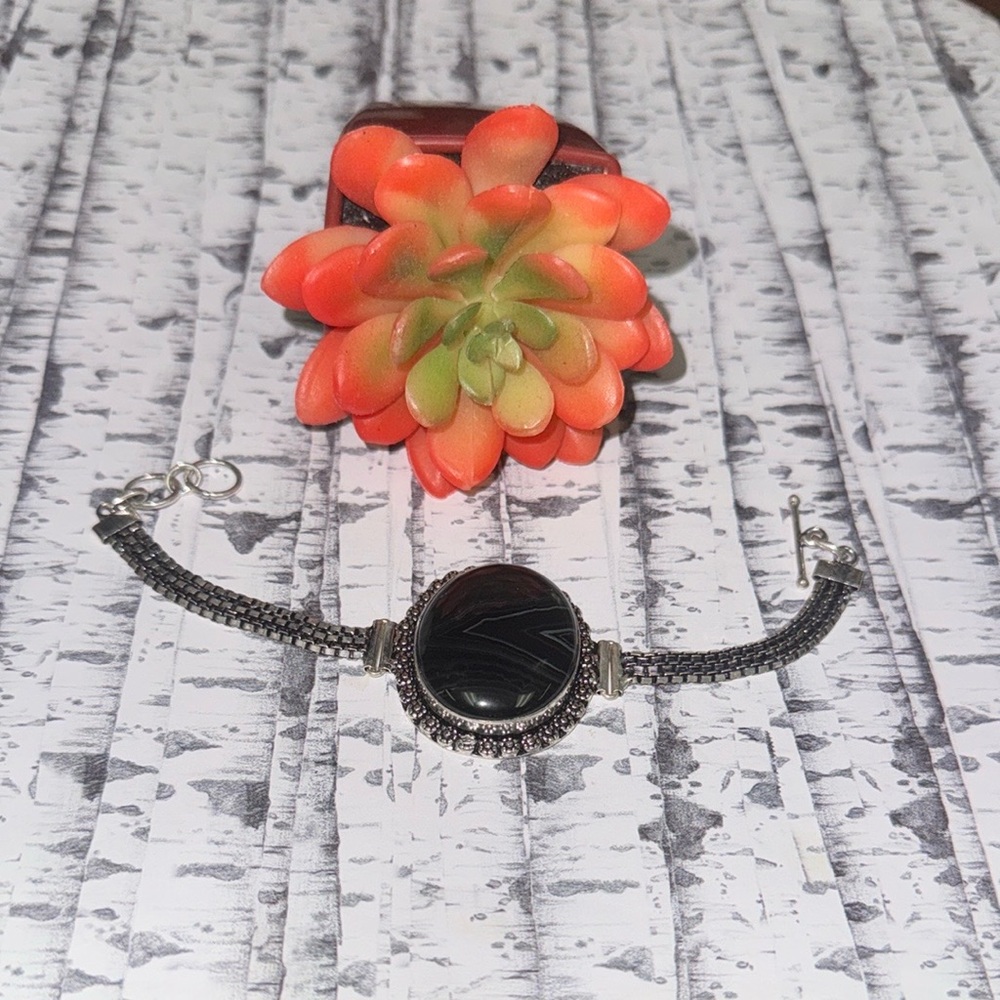 Botswana Agate Silver Bracelet - image 1